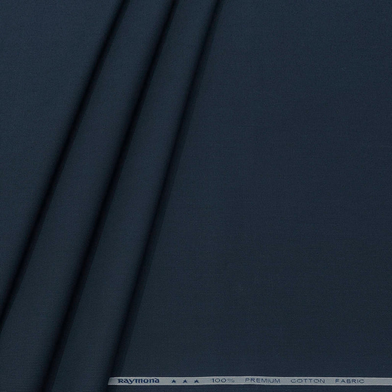 Trouser Fabric Raymond Pure Cotton Textured Color Prussian Blue