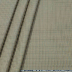 Trouser Fabric Raymond Pure Cotton Small Check Color Sand Brown