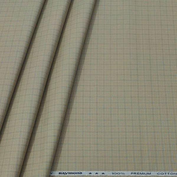 Trouser Fabric Raymond Pure Cotton Small Check Color Sand Brown
