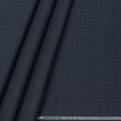 Trouser Fabric Raymond Pure Cotton Small Check Color Spruce Blue
