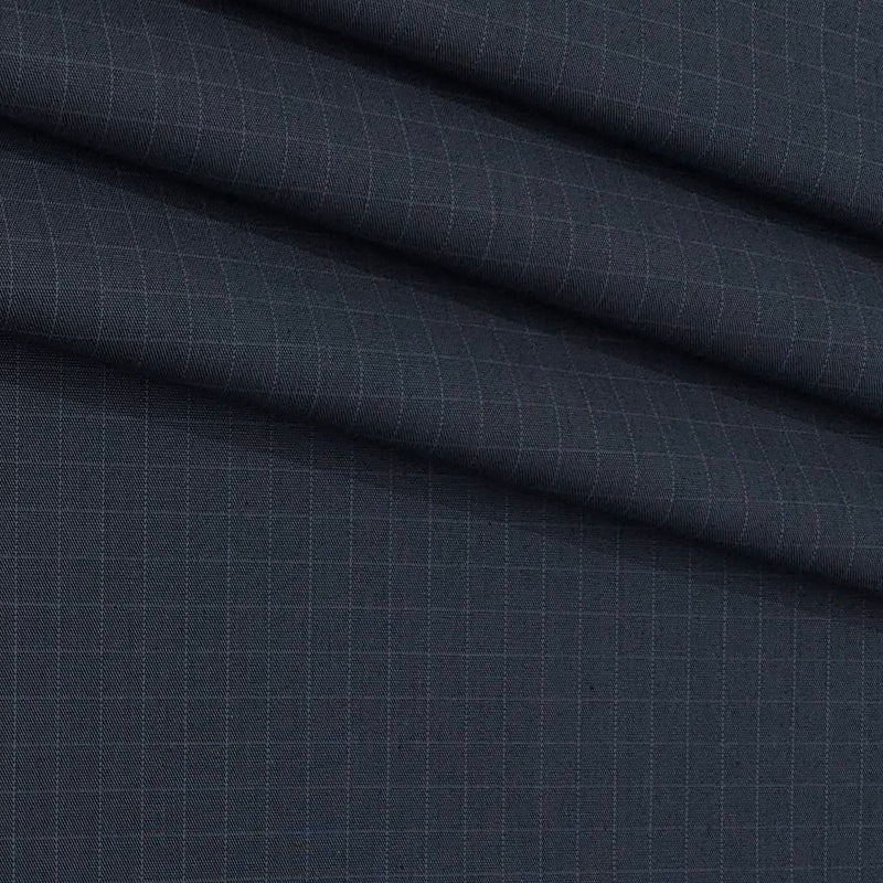 Trouser Fabric Raymond Pure Cotton Small Check Color Spruce Blue