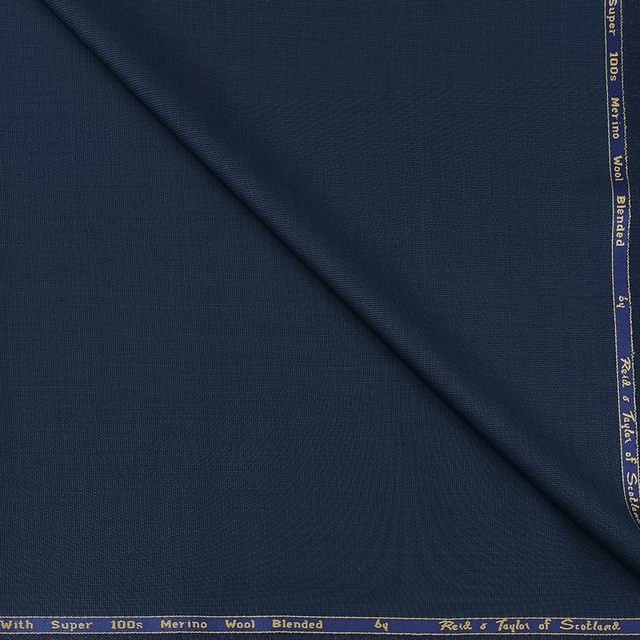 Trouser Fabric Reid & Taylor Super 100s 45% Merino Wool Textured Color Space Blue