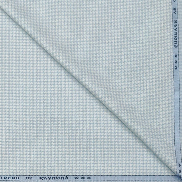 Trouser Fabric Raymond Poly Cotton Linen Look Zig Zag Colour Sky Blue