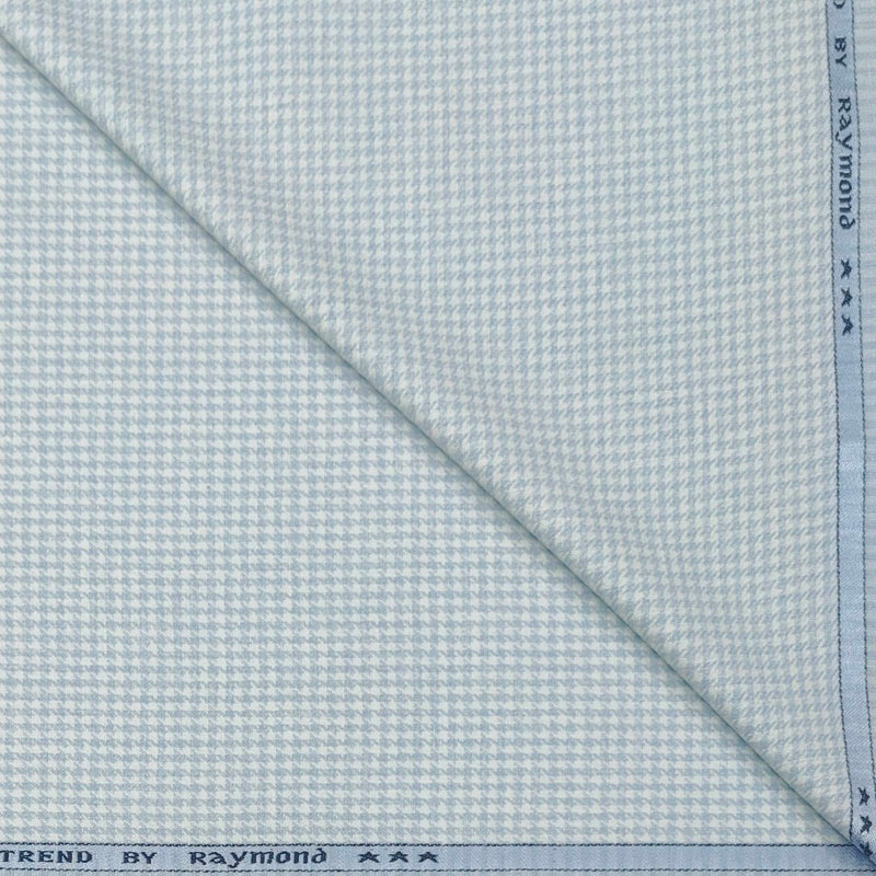 Trouser Fabric Raymond Poly Cotton Linen Look Zig Zag Colour Sky Blue