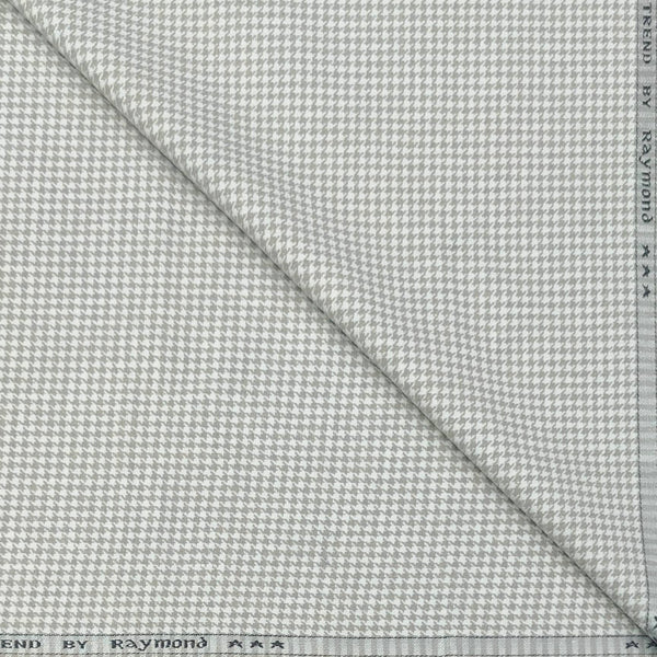 Trouser Fabric Raymond Poly Cotton Linen Look Zig Zag Colour Light Grey N White