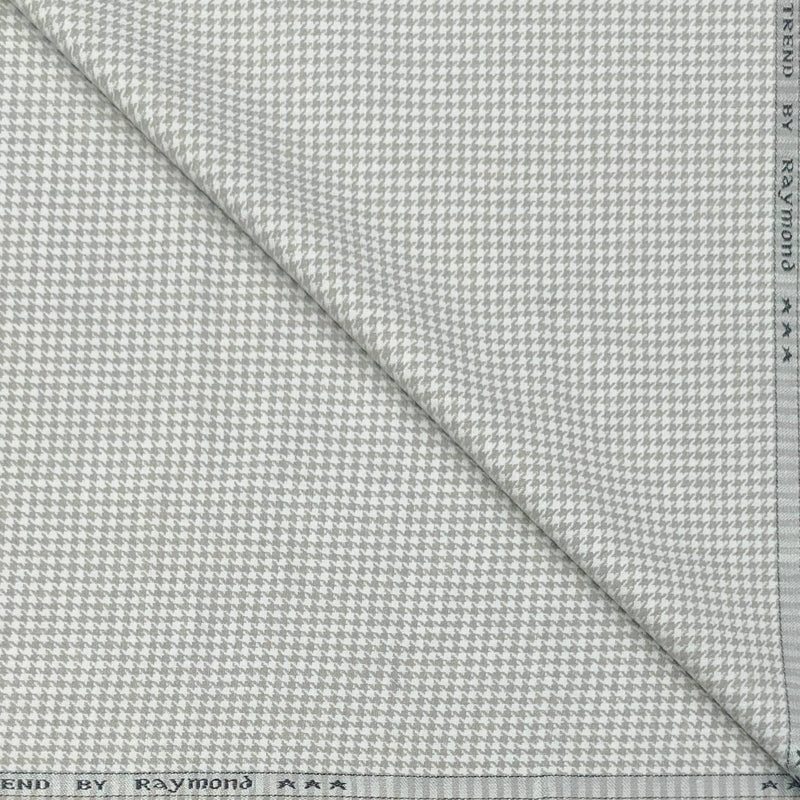 Trouser Fabric Raymond Poly Cotton Linen Look Zig Zag Colour Light Grey N White