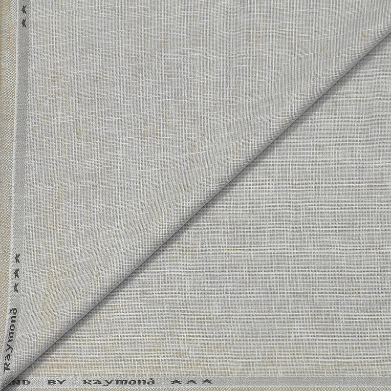 Trouser Fabric Raymond Poly Cotton Linen Look Slub Colour Ash White N Dull Brown