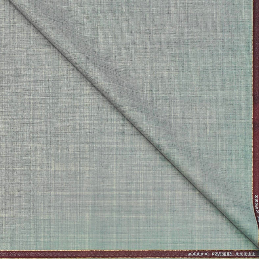 Trouser Fabric Raymond Super 100s 45%Merino Wool Blended Broad Check Colour Greenish Grey