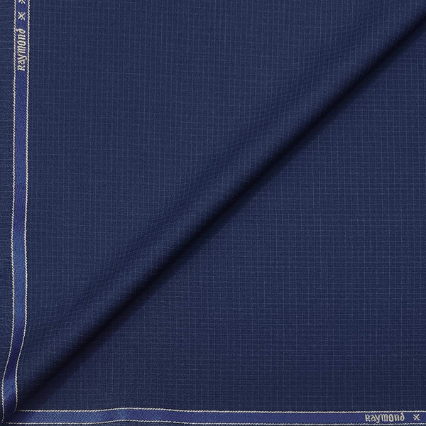 Trouser Fabric Raymond Wool Blended Small Check Colour Dark Blue