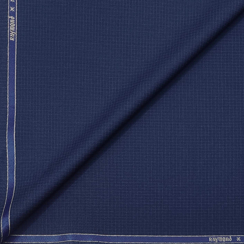 Trouser Fabric Raymond Wool Blended Small Check Colour Dark Blue