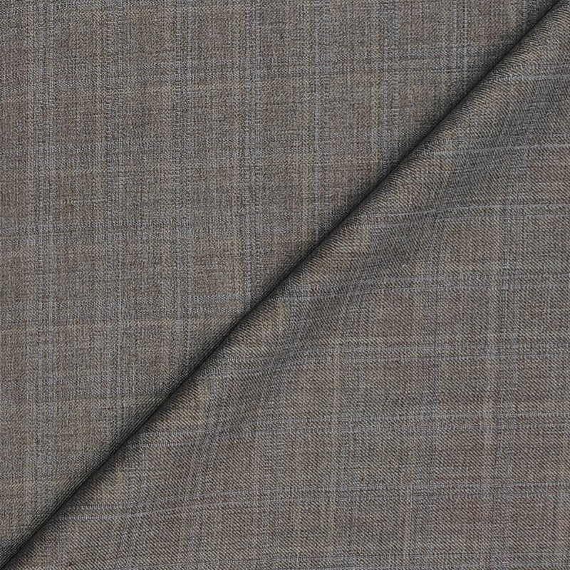 Trouser Fabric Raymond Wool Blended Check Colour Wood Brown