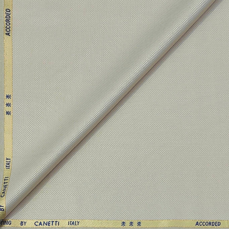 Trouser Fabric Canetti Italy Luxury 100s Wool Blended Dobby Colour Cream