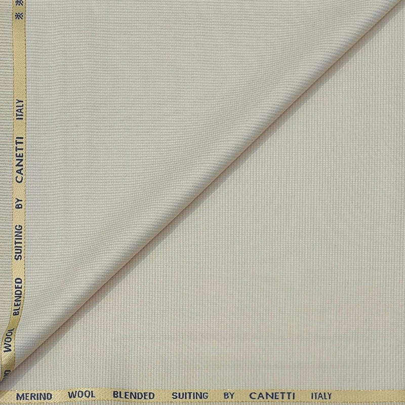 Trouser Fabric Canetti Italy Luxury 100s Wool Blended Dobby Colour Ash Cream