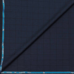 Trouser Fabric Canetti Italy Luxury 90s Wool Blended Check Colour Prussian Blue