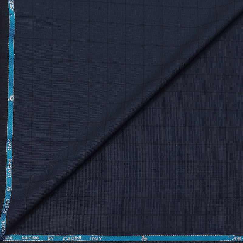 Trouser Fabric Canetti Italy Luxury 90s Wool Blended Check Colour Prussian Blue