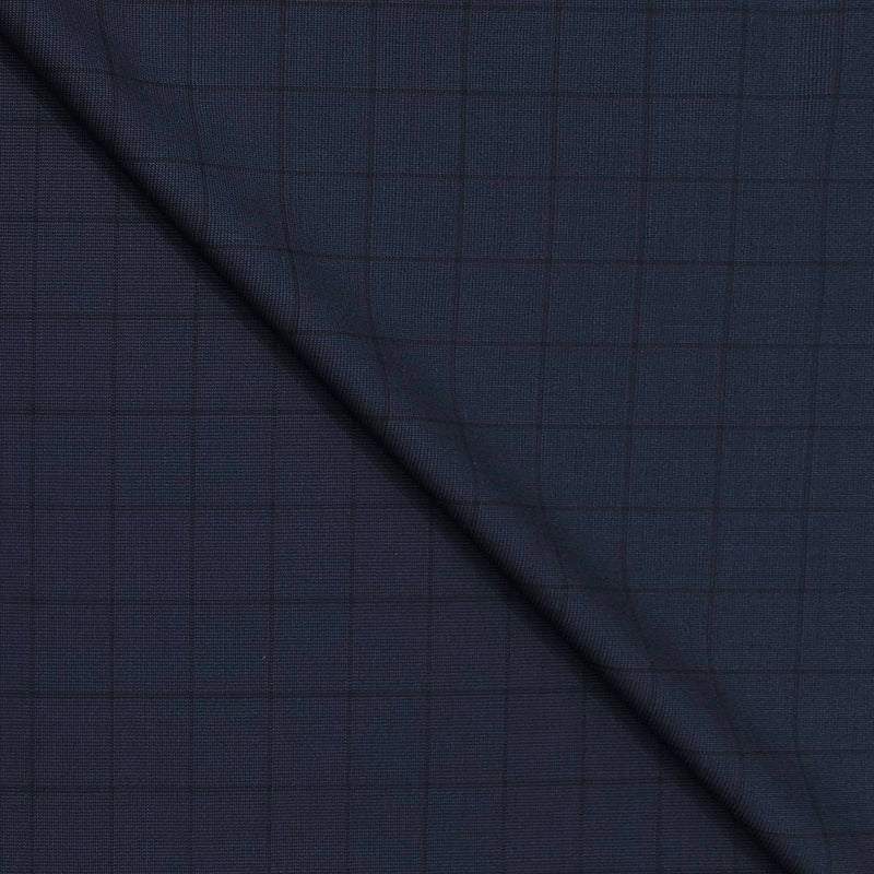 Trouser Fabric Canetti Italy Luxury 90s Wool Blended Check Colour Prussian Blue