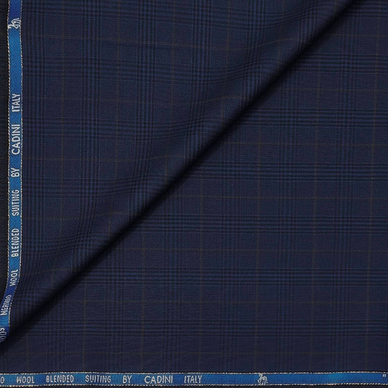 Trouser Fabric Canetti Italy Luxury 100s Wool Blended Broad Check Colour Blue