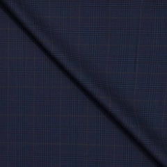 Trouser Fabric Canetti Italy Luxury 100s Wool Blended Broad Check Colour Blue
