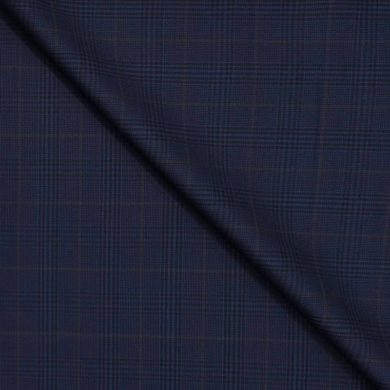 Trouser Fabric Canetti Italy Luxury 100s Wool Blended Broad Check Colour Blue