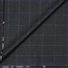 Trouser Fabric Canetti Italy Luxury 90s Wool Blended Broad Check Colour Purple N Grey