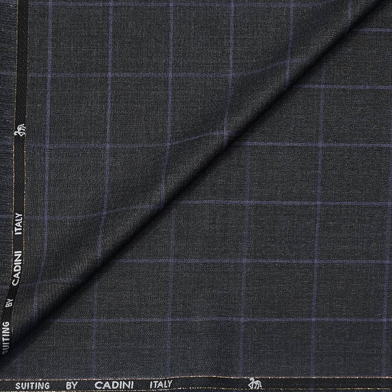 Trouser Fabric Canetti Italy Luxury 90s Wool Blended Broad Check Colour Purple N Grey
