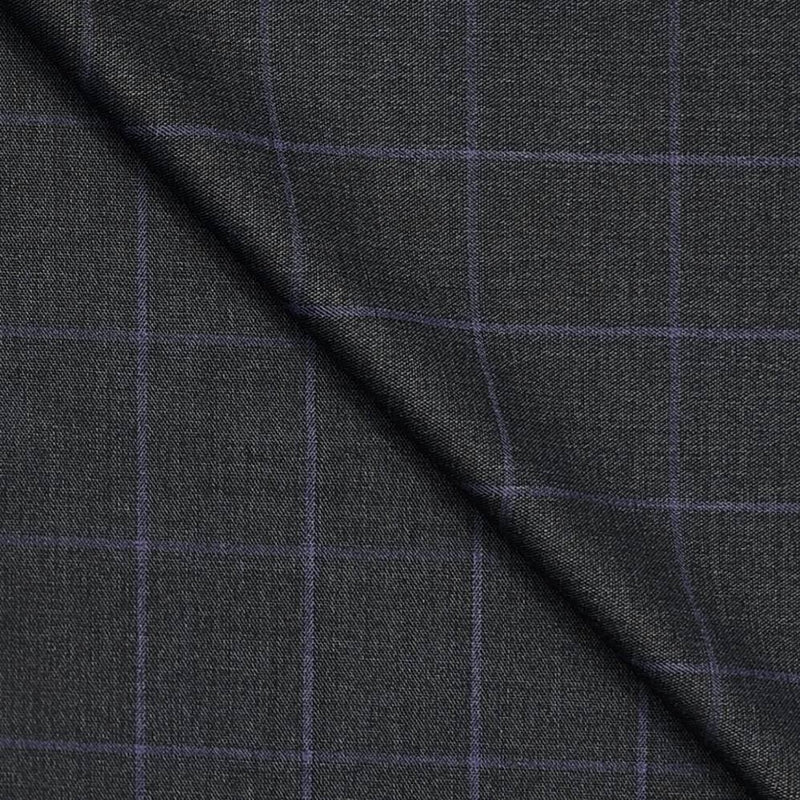 Trouser Fabric Canetti Italy Luxury 90s Wool Blended Broad Check Colour Purple N Grey