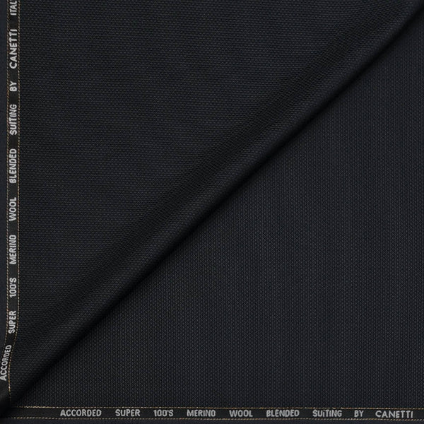 Trouser Fabric Canetti Italy Luxury 100s Wool Blended Dobby Colour Bluish Black