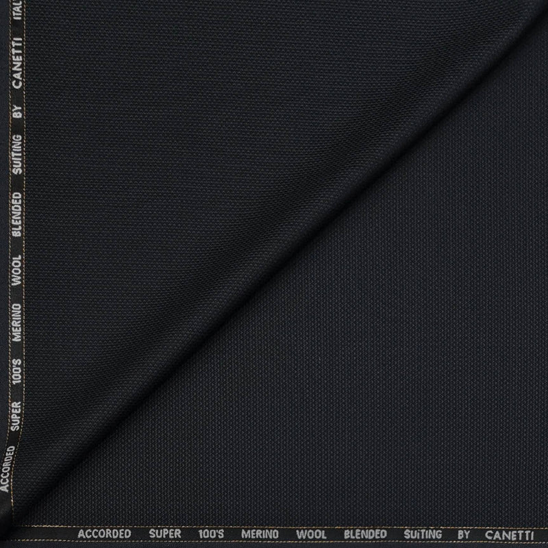 Trouser Fabric Canetti Italy Luxury 100s Wool Blended Dobby Colour Bluish Black