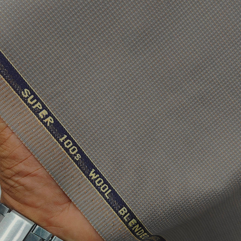 Trouser Fabric Reid & Taylor Super 100s Wool Blended Dotted Color Dusty Brown