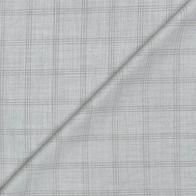 Trouser Fabric Raymond Poly Viscose Broad Check Colour Silver