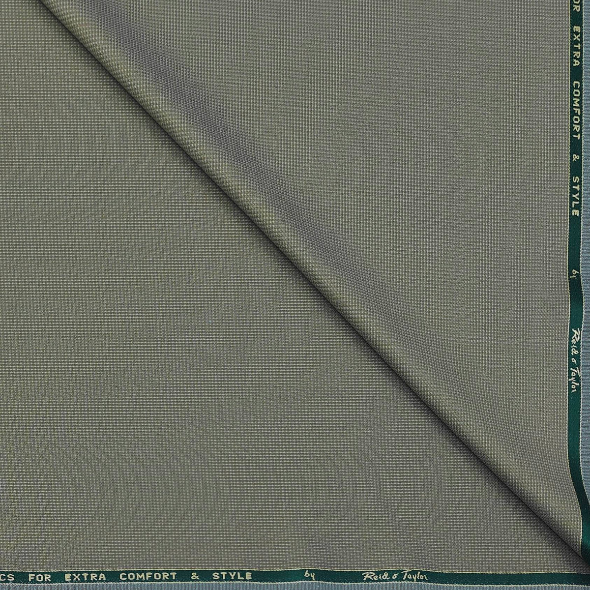 Trouser Fabric Reid & Taylor Super 100s Wool Blended Dotted Color Greenish Brown