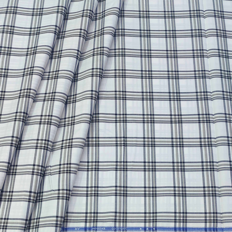 Shirt Fabric Donear Premium Giza Cotton  Broad Check Colour Black N White