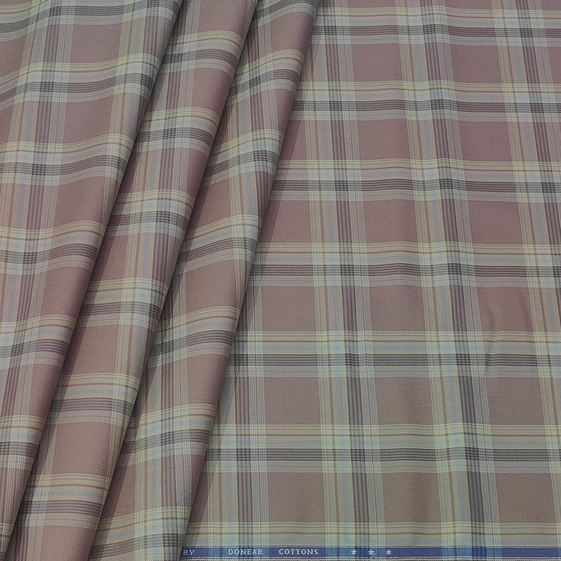 Shirt Fabric Donear Premium Giza Cotton Broad Check Colour Vintage Rose