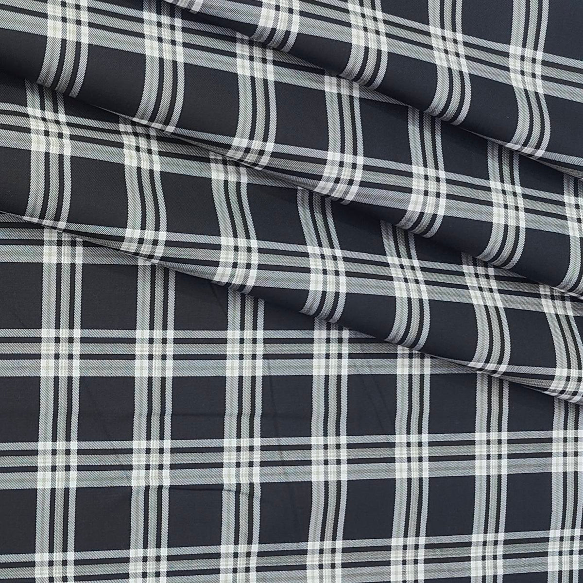 Shirt Fabric Donear Premium Giza Cotton Broad Check Colour White N Black