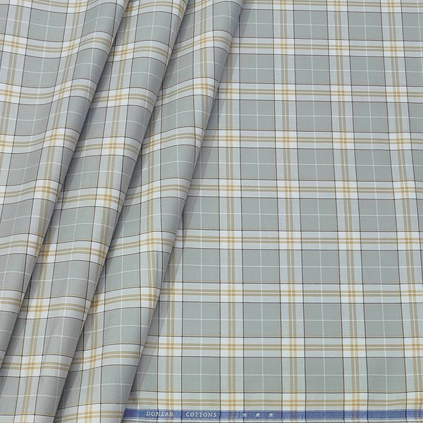 Shirt Fabric Donear Premium Giza Cotton Broad Check Colour Brown N Silver Grey