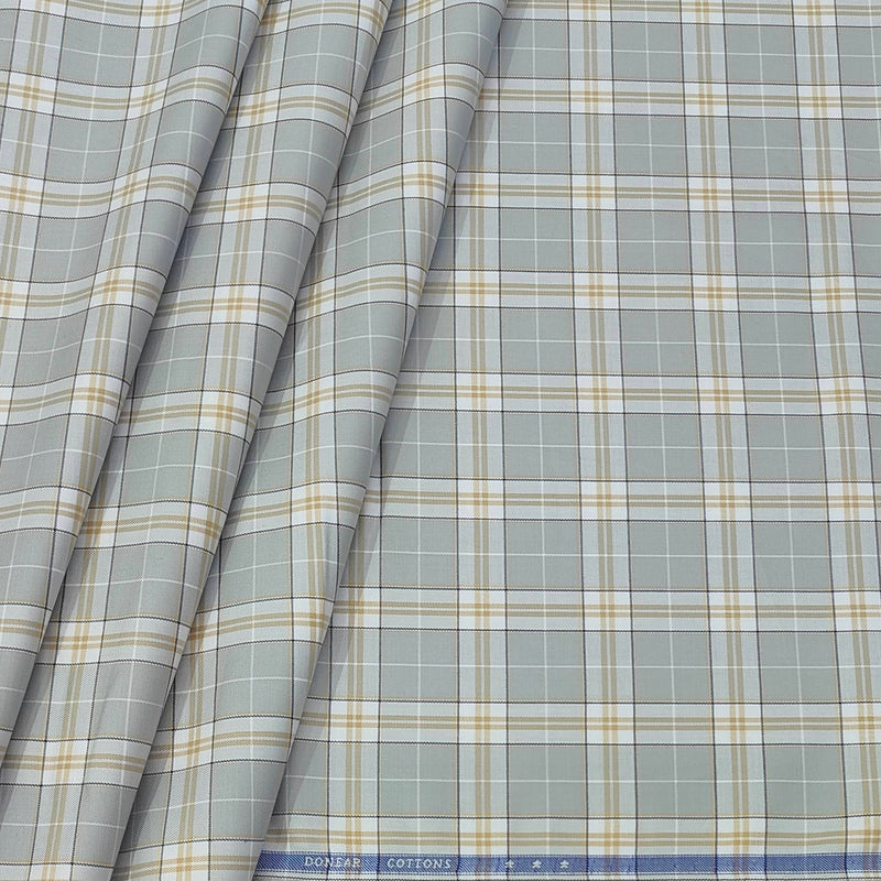 Shirt Fabric Donear Premium Giza Cotton Broad Check Colour Brown N Silver Grey