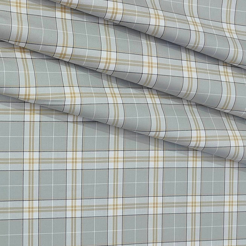 Shirt Fabric Donear Premium Giza Cotton Broad Check Colour Brown N Silver Grey