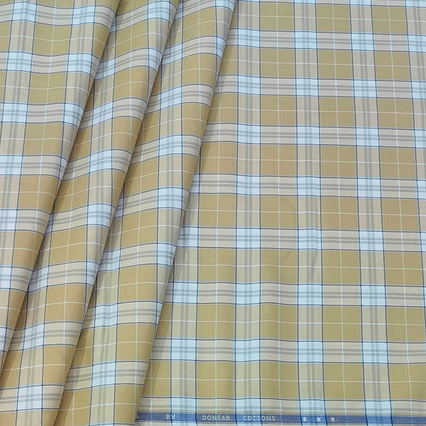 Shirt Fabric Donear Premium Giza Cotton Broad Check Colour Golden Brown