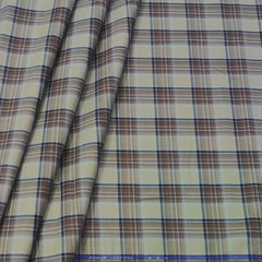 Shirt Fabric Donear Premium Giza Cotton Broad Check Colour Beige N Tan Brown
