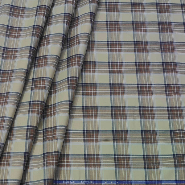 Shirt Fabric Donear Premium Giza Cotton Broad Check Colour Beige N Tan Brown