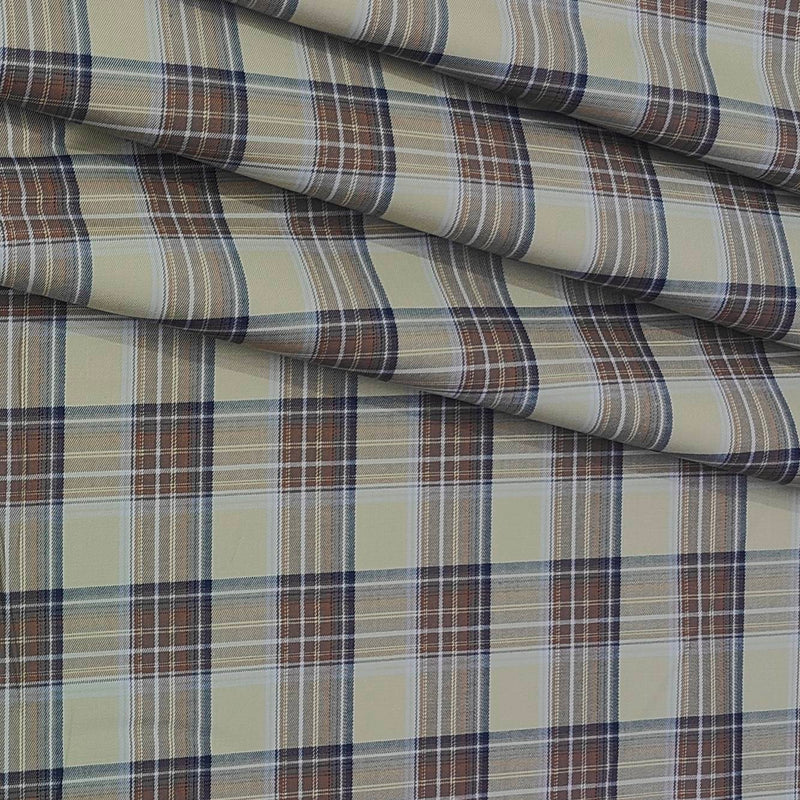 Shirt Fabric Donear Premium Giza Cotton Broad Check Colour Beige N Tan Brown