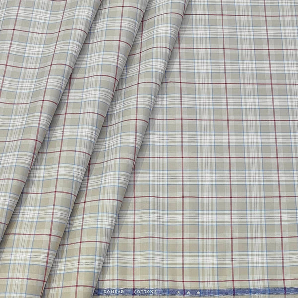 Shirt Fabric Donear Premium Giza Cotton Broad Check Colour Light Brown