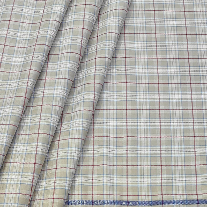 Shirt Fabric Donear Premium Giza Cotton Broad Check Colour Light Brown