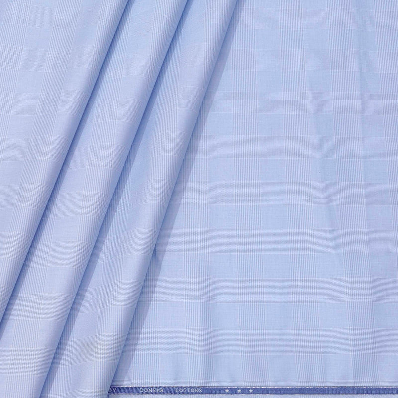 Shirt Fabric Donear Premium Giza Cotton Broad Check Colour Powder Blue