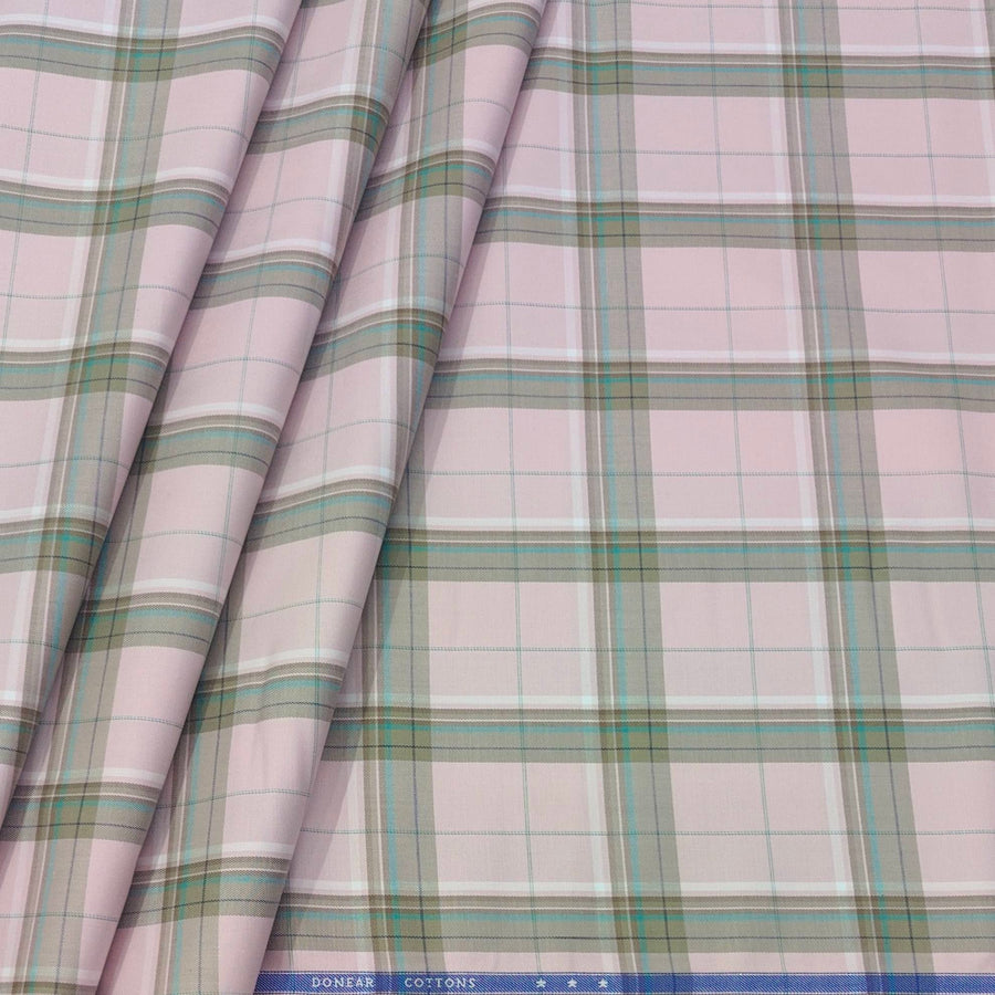 Shirt Fabric Donear Premium Giza Cotton Broad Check Colour Light Pink