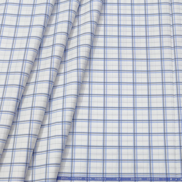 Shirt Fabric Donear Premium Giza Cotton Check Colour Lavender N White