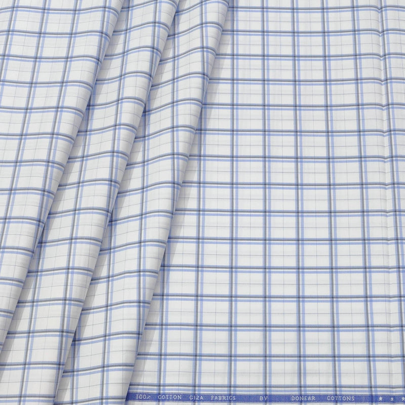 Shirt Fabric Donear Premium Giza Cotton Check Colour Lavender N White