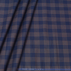 Shirt Fabric Donear Premium Giza Cotton Broad Check Colour Dark Blue N Brown