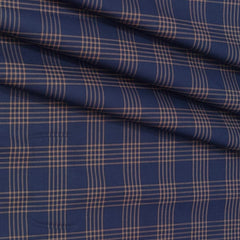 Shirt Fabric Donear Premium Giza Cotton Broad Check Colour Dark Blue N Brown
