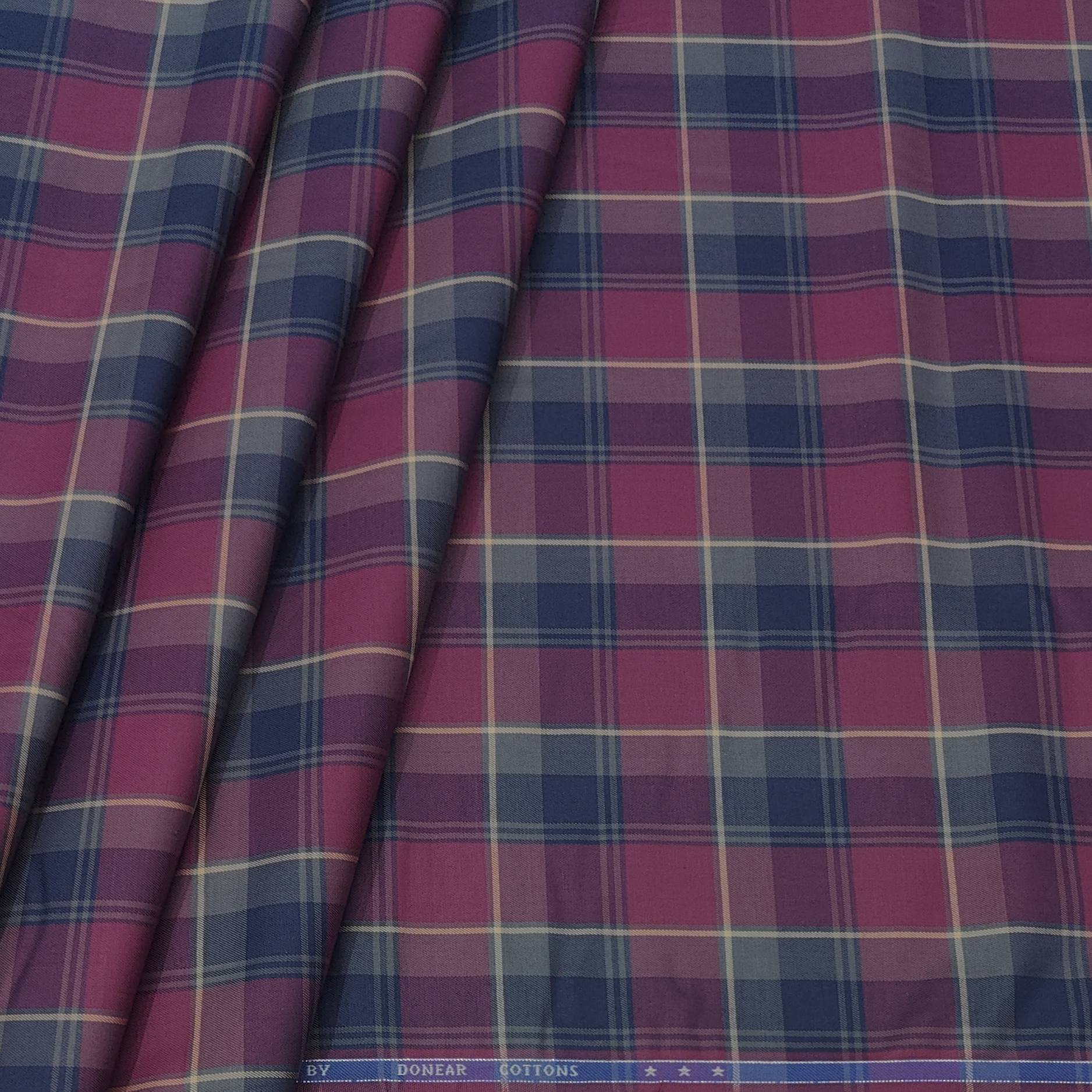 Shirt Fabric Donear Premium Giza Cotton Broad Check Colour Maroon Red ...